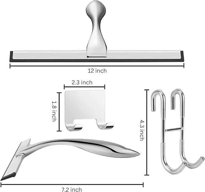 12'' Light Weight Stainless Steel Shower Squeegee - Image 3
