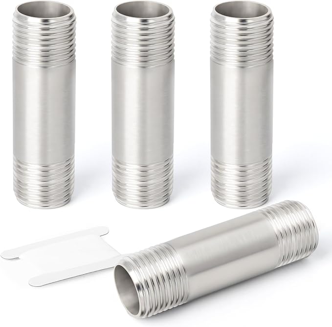 TAISHER 4PCS Stainless Steel Pipe Fittings, 1/2" NPT x 1/2" NPT Male Threaded by TAISHER