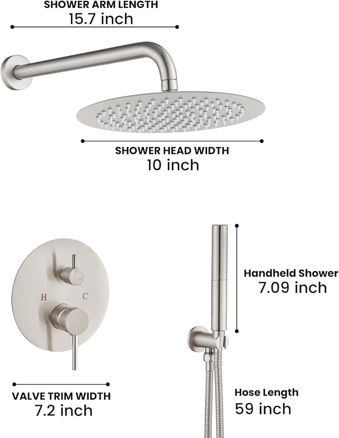 Airuida Shower Fixtures 2 Functions Shower Faucet Set Wall Mounted - Image 8