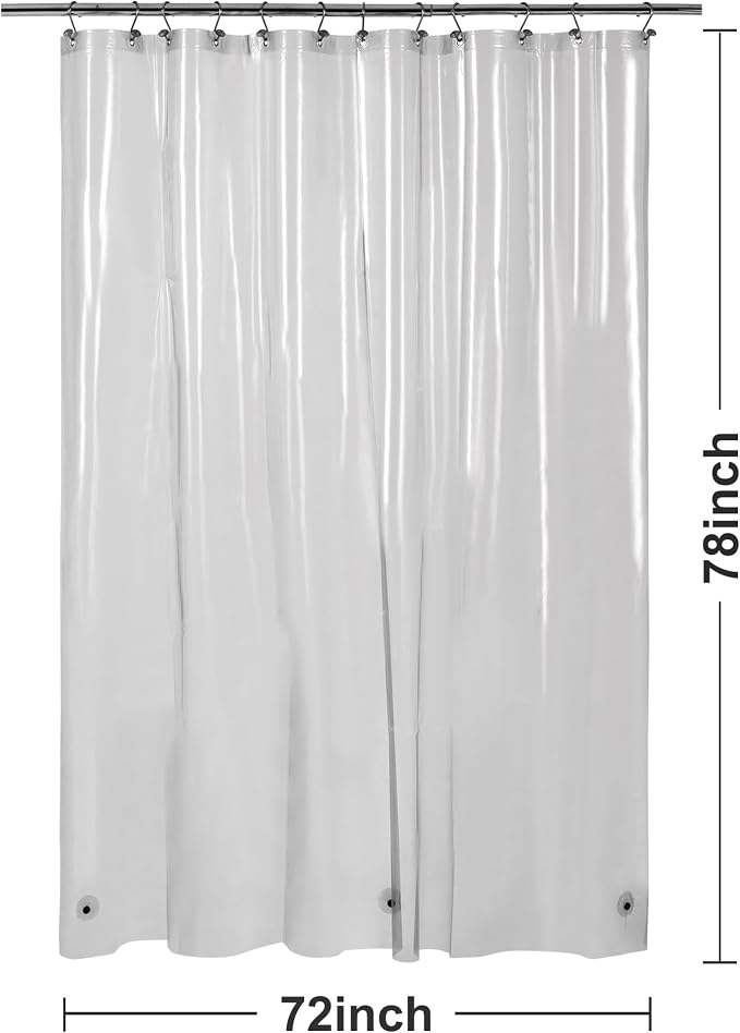 Barossa Design Clear Black Long Shower Curtain Liner 78" Height - Image 7