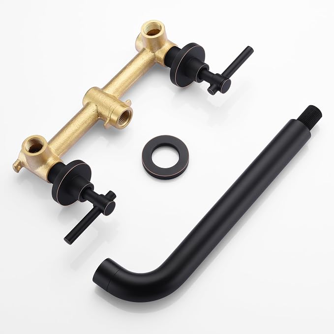 SUMERAIN Two Handle Wall Mount Tub Faucet Oil Rubbed Bronze Bathtub Faucet Set - Image 7