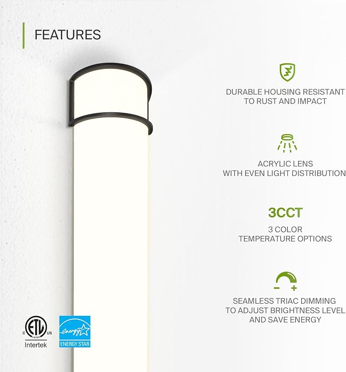 ASD LED 36" Vanity Flush Mount Light Fixture, Linear Bathroom Lighting Bar | - Image 3
