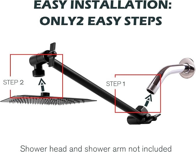 Heavy Duty Adjustable Shower Arm, Strong Load Support, No Sagging, Keeps Shower - Image 6