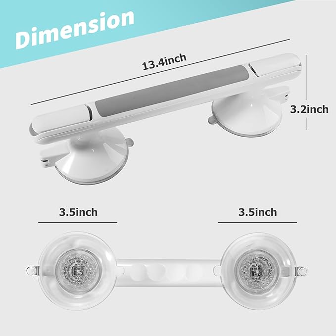 2 Pack Shower Handle, Heavy Duty Suction Cup Grab Bars Handle - Image 6