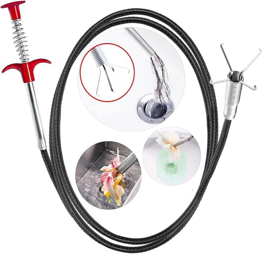 Drain Snake, 61 inch Flexible Grabber Claw Pick Up Reacher Tool, Drain Clog by SHUOGUO