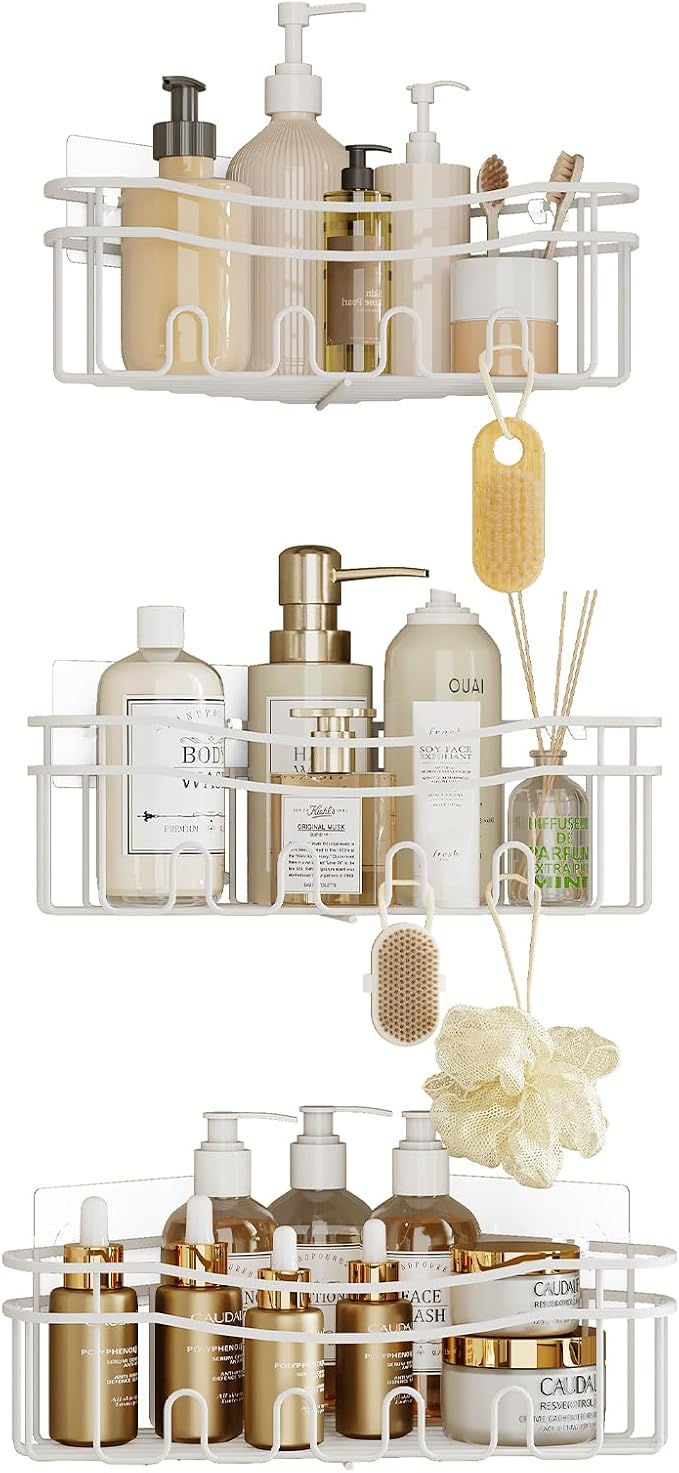 White Shower Caddy Corner, Rustproof Bathroom Organizer Corner - Image 7