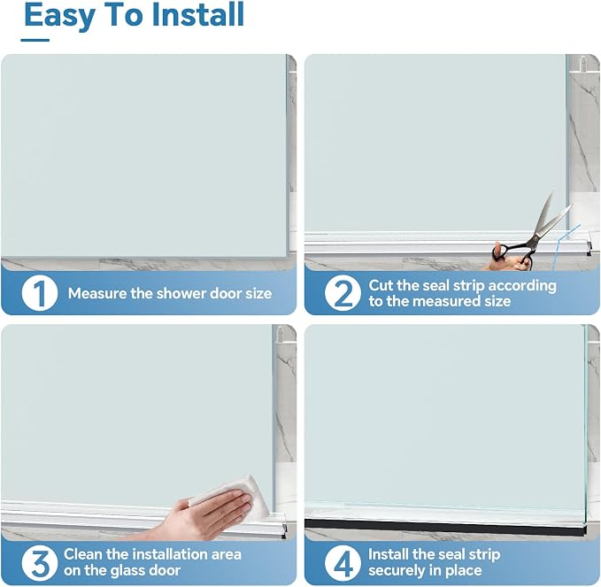 Shower Door Bottom Seal Strip, Fits 6mm Thick Glass, Prevents Leaks, Easy - Image 5