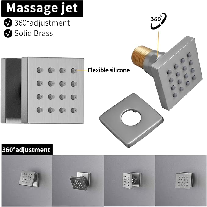Bathroom Rainfall Shower System Wall Mount 8 Inch Shower Head - Image 6