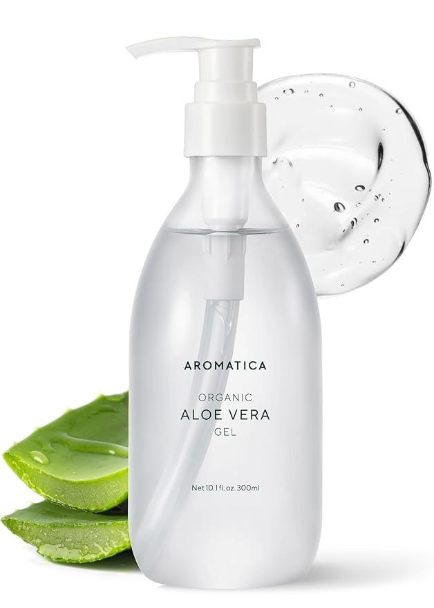 AROMATICA Organic Aloe Vera Gel 10.14oz/300ml, After Sun Care And Sunburn Relief by AROMATICA