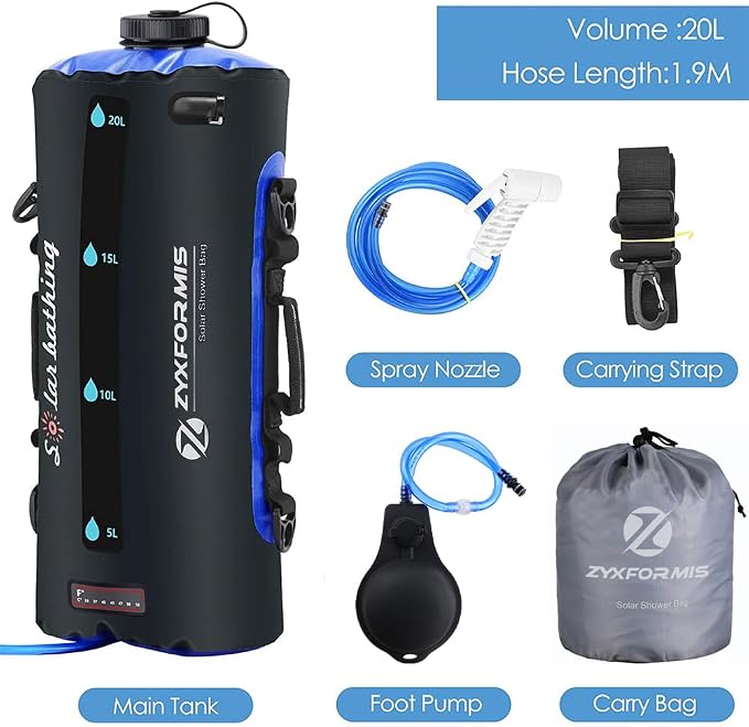 Camping Shower Bag, 5 Gal/20L TPU Material Portable Shower Bag - Image 3