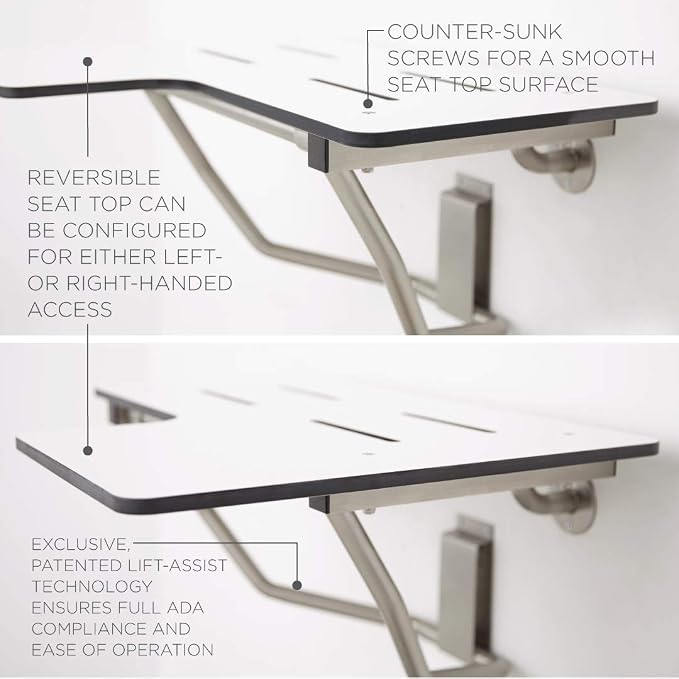 Seachrome 26" x 22.5" Lift-Assist ADA L-Shaped Reversible Bathroom Shower Bath - Image 5