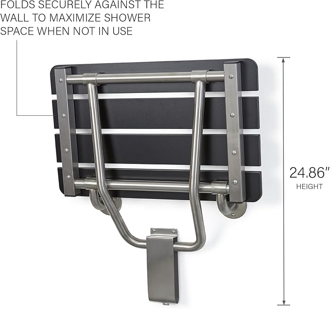 28-inch x 15-inch ADA Folding Wall Mount Bathroom Shower Seat Bench - Image 9