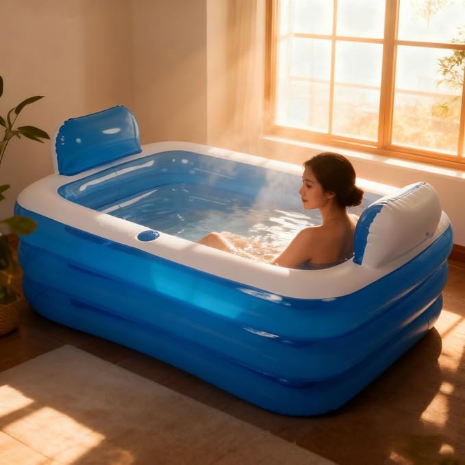 Double Inflatable Bathtub with Electric Air Pump and Bath Pillow Headrest - Image 2
