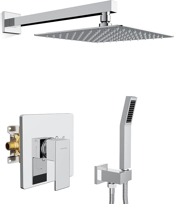 SR SUN RISE Shower System Bathroom 10 Inch Rainfall Shower Head & Handle Set by SRSUNRISE