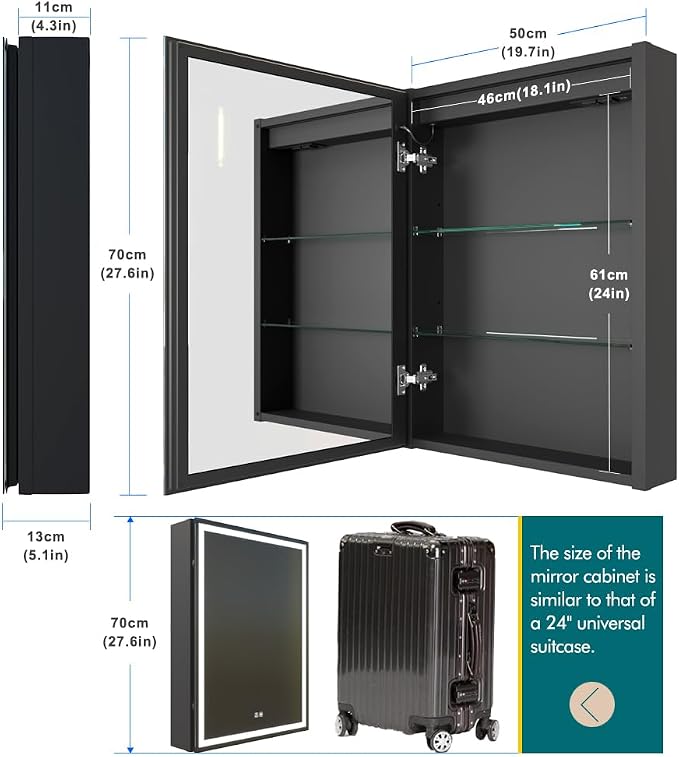 KWW LED Lighted Bathroom Medicine Cabinet - Image 2