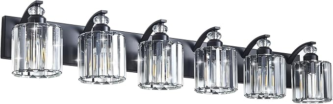 6-Light Black Bathroom Light Fixture Modern Vanity Lights Over Mirror Vintage - Image 9