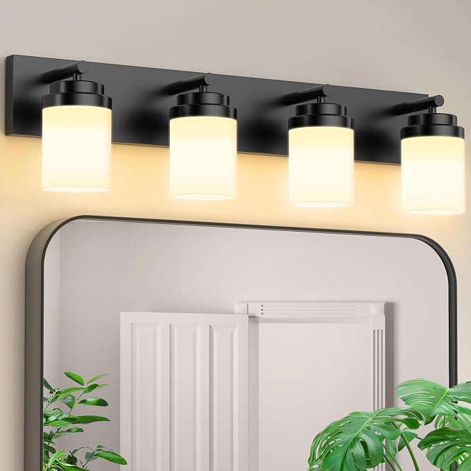 IZORRO Bathroom Vanity Light Fixture, 4-Light 27.5 Inch Matte Black Bathroom by IZORRO