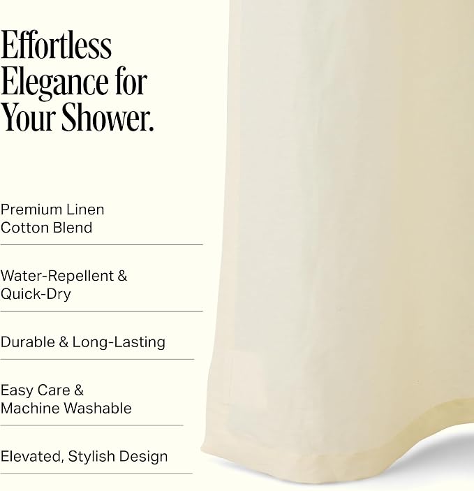 Preston Lane Stonebridge Linen Cotton Shower Curtain, Fabric Bathroom Curtain - Image 3
