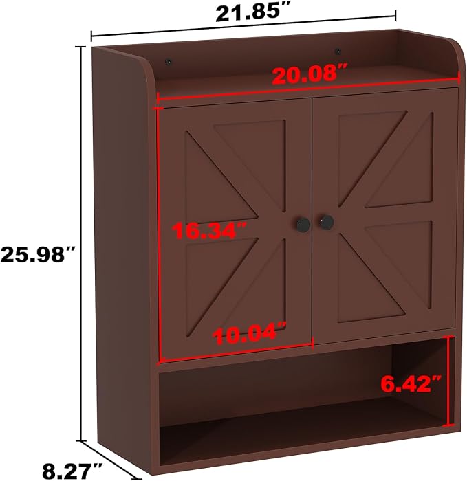 EasyCom 22" W x 26" H Bathroom Wall Cabinet, Farmhouse Medicine Cabinet - Image 3