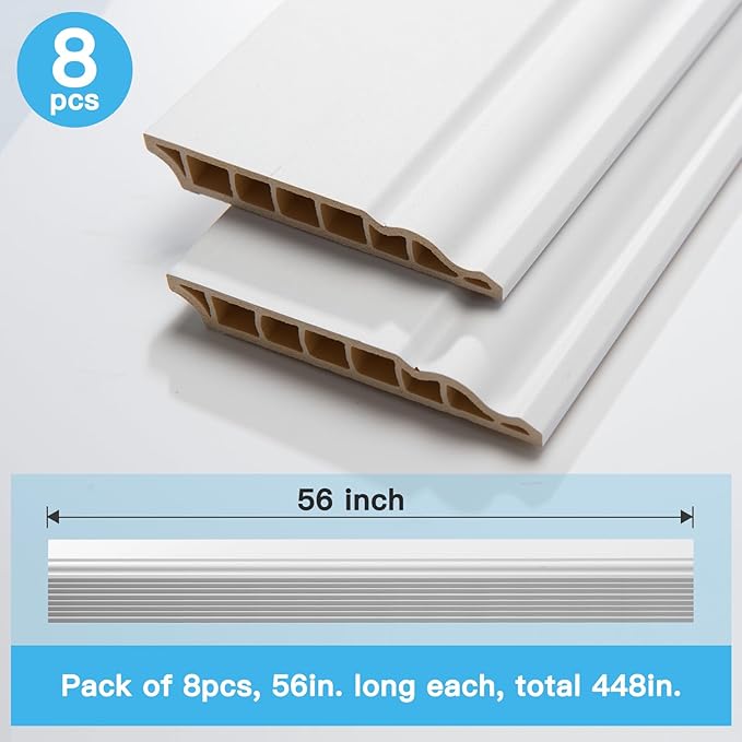 Art3d Wall Baseboard Molding Trim 8-Pack of 56 x 3.2 in., High Impact - Image 5