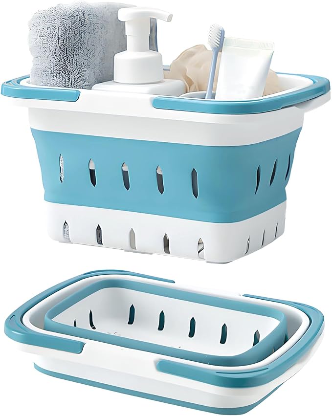 Portable Shower Caddy Tote – Collapsible Plastic Basket by Fammart
