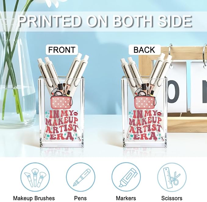 In My Makeup Artist Era Acrylic Cosmetic Holder, Funny Makeup Brush Holder Gifts - Image 3