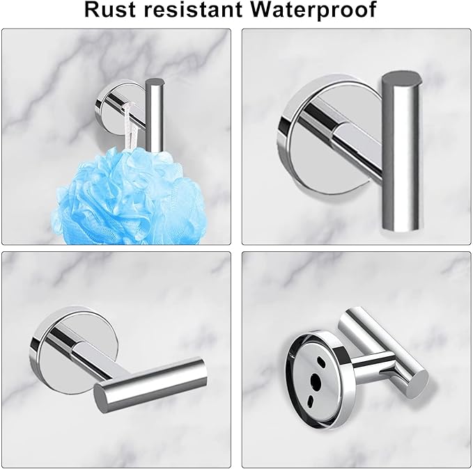 Cilee 10 Piece Chrome Bathroom Hardware Set, 2 Pack 5 Piece Bathroom - Image 6