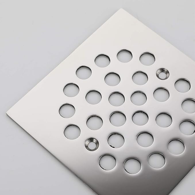 Square 4-1/4-inch Screw-in Shower Floor Drain Grate Strainer - Image 5