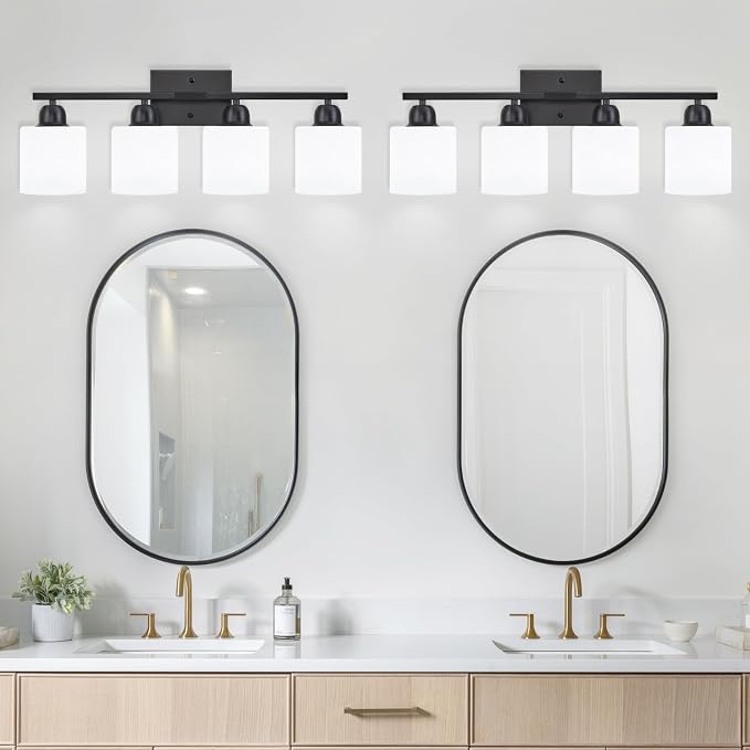 4-Light Black Bathroom Vanity Light, Light Fixtures - Image 7