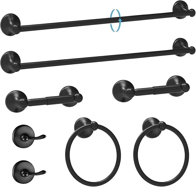 Newfun 8-Pieces 24" Bathroom Hardware Set, Bathroom Accessory Set, Includes 24" by Newfun