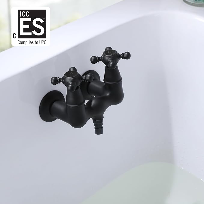 SUMERAIN Vintage Leg Tub Filler 3-3/8-Inch Center Wall Mount Tub Faucet - Image 2