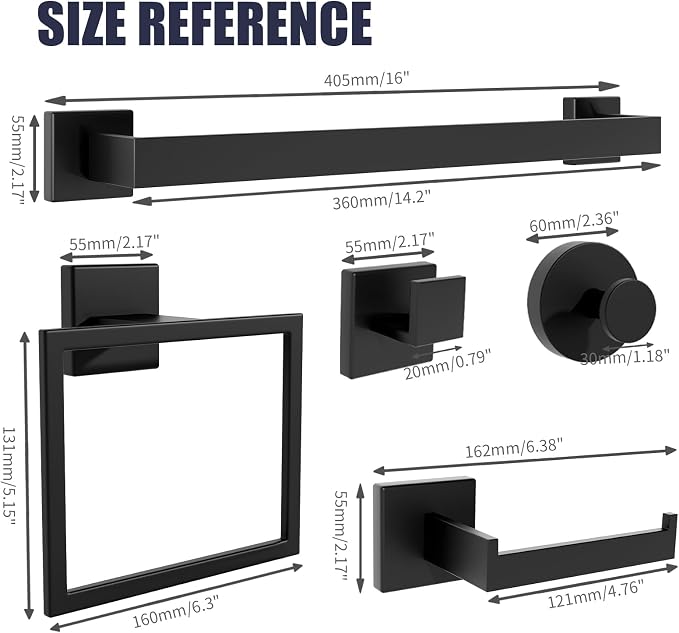 Bathroom Hardware Accessories Set: 12-Pieces Bath Towel Bar Set, Towel Racks - Image 5