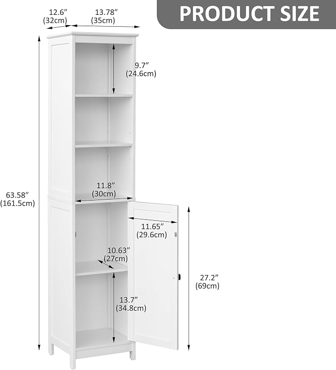 RRX Tall Bathroom Storage Cabinet, Slim Cabinet - Image 3