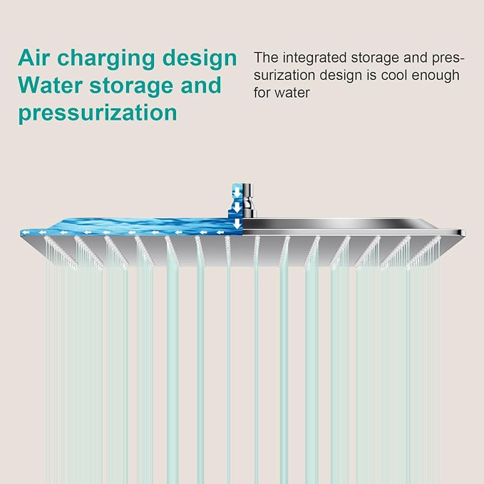 Square Rain Shower Head, High Flow Stainless Steel, Work - Image 5