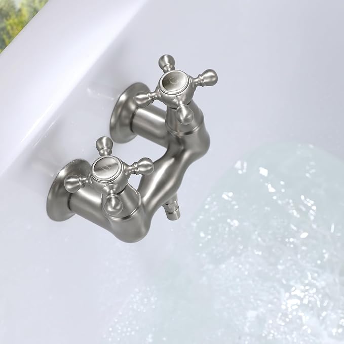 SUMERAIN Vintage Tub Faucet Wall Mount Tub Filler 3-3/8-Inch Center Two Cross - Image 6