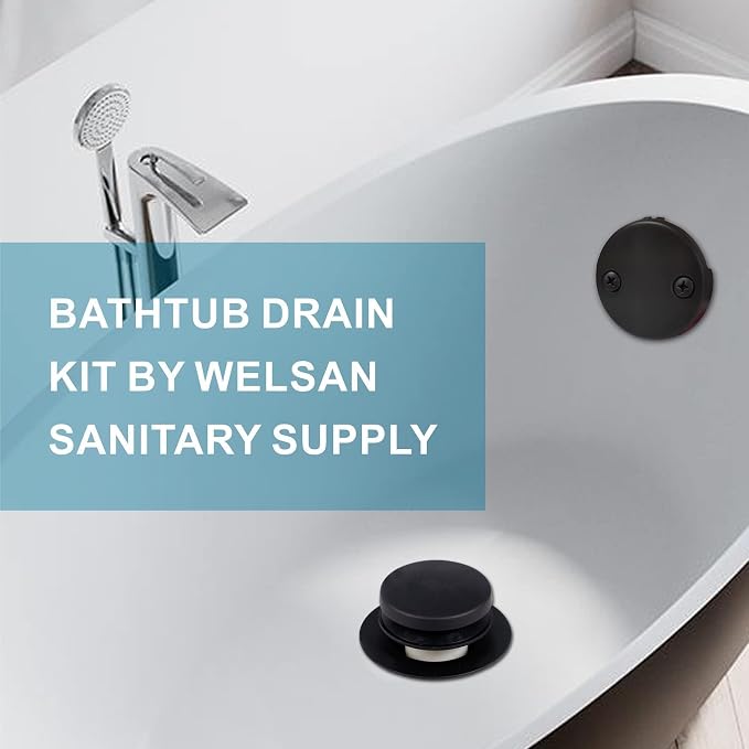 Black Bathtub Drain Tip Toe Tub Conversion Kit, Replacement Bath Tub Drain Trim - Image 2