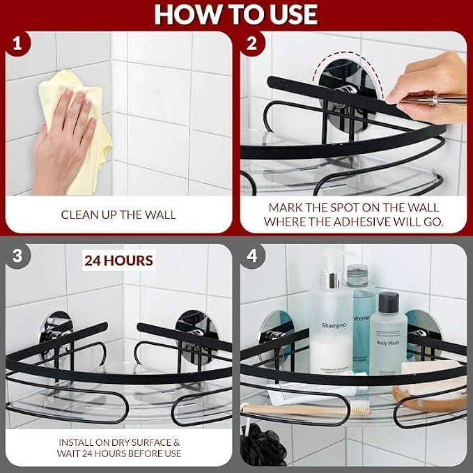 2-Pack Corner Shower Caddy – Rust-Resistant Wall-Mounted Bathroom Organizer - Image 5