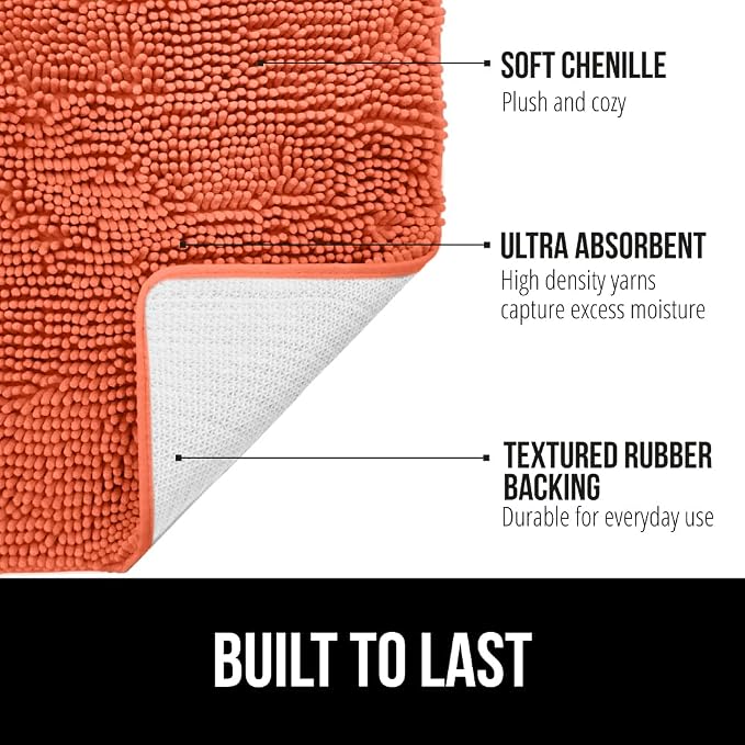 GORILLA GRIP Bath Rug Mat 60x24, Thick Soft Absorbent Chenille, Quick Dry - Image 2
