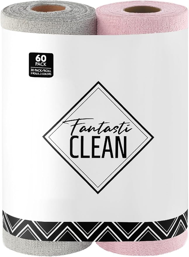 Fantasticlean Microfiber Cleaning Cloth Roll -60 Pack, Tear Away Microfiber by Fantasticlean