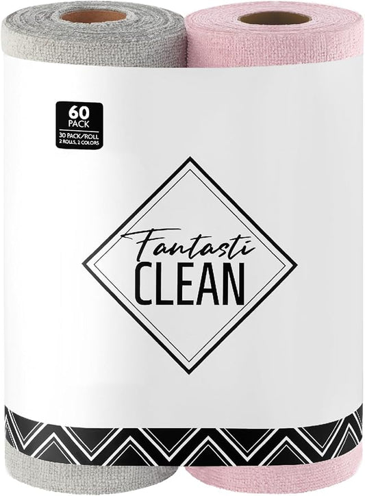 Fantasticlean Microfiber Cleaning Cloth Roll -60 Pack, Tear Away Microfiber by Fantasticlean
