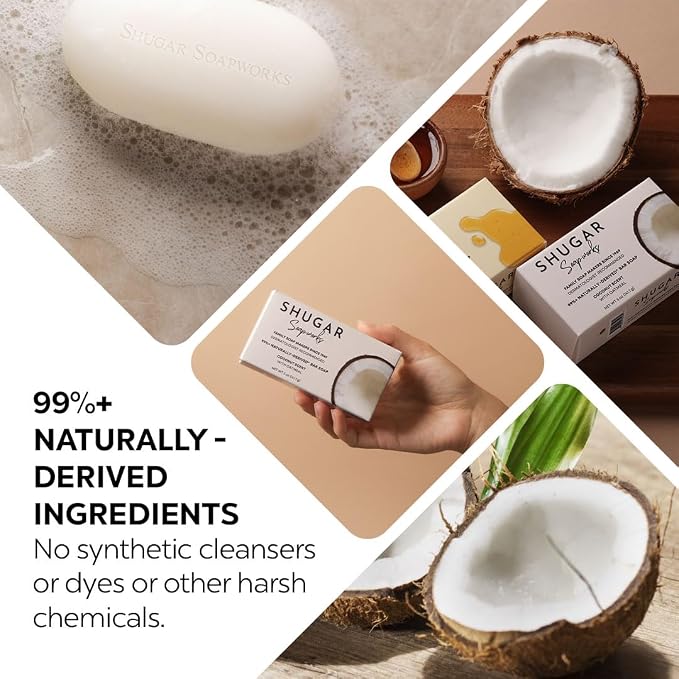 Shugar Soapworks Oatmeal & Coconut 5 oz Beauty Bar Soap 8-Pack | Plant-Based - Image 7