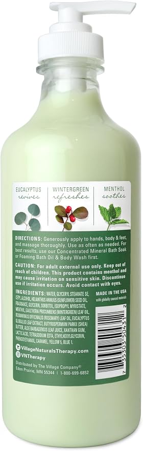 Village Naturals Therapy Muscle Shea Butter Lotion, Eucalyptus Mint Scent - Image 2