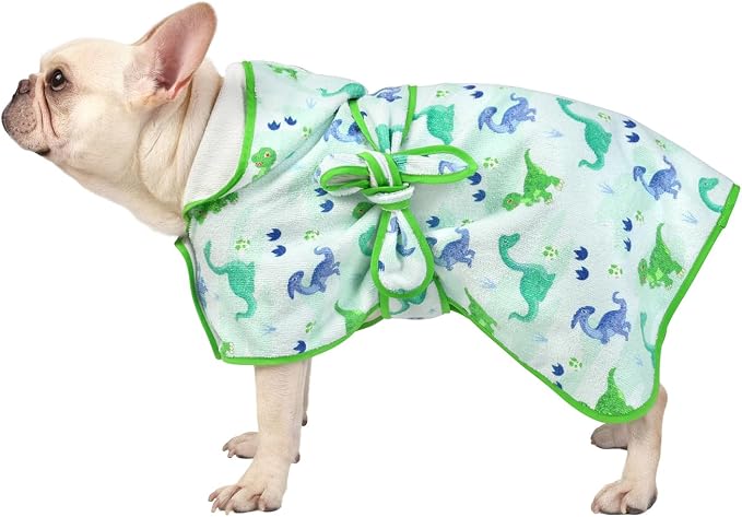 HDE Dog Bathrobe Super Absorbent Quick Drying Puppy Towel Wrap Coat Adjustable - Image 3