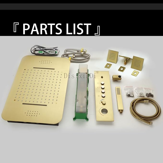 Brushed Gold Ceiling LED Rain Shower Head - Image 7