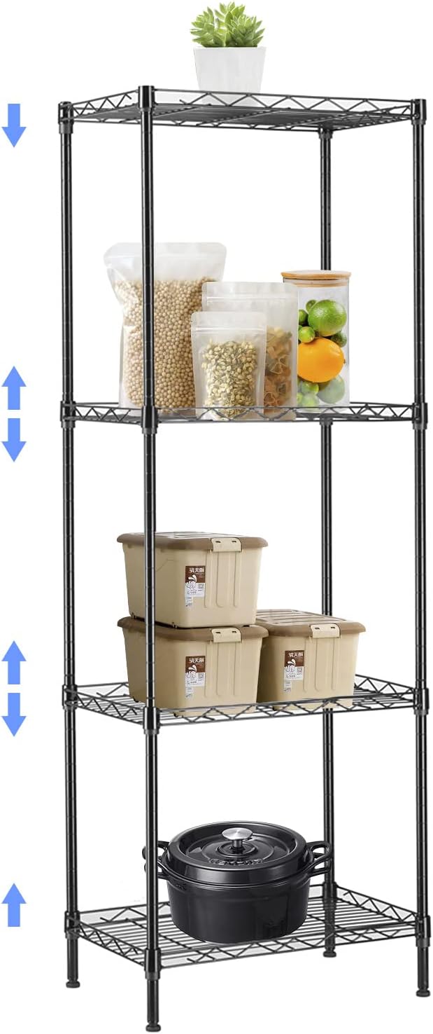 BNSPLY 4 Tier Wire Shelving Unit, Height Adjustable Wire Shelves, Metal Storage by BNSPLY