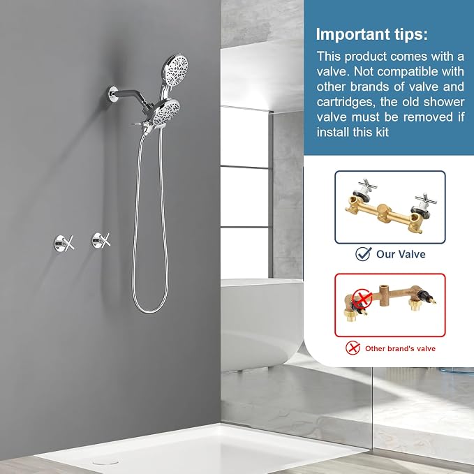 2 Handle Shower Faucet Shower System Complete 2 in 1 Shower Combo Set - Image 2