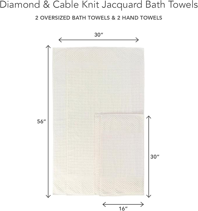 Texere 100% Organic Cotton Diamond Jacquard 700 GSM Luxury Bath Towel Sets - Image 6