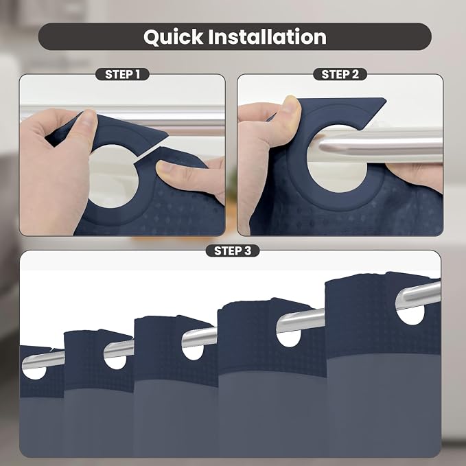 Inhousolu Long No Hook Shower Curtain - Image 3