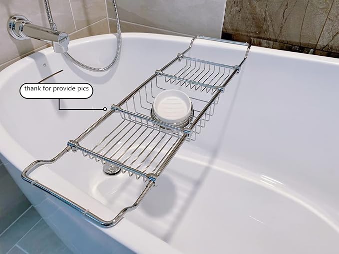 Brass Over Bathtub Racks Expandable Bath Caddy - Image 6