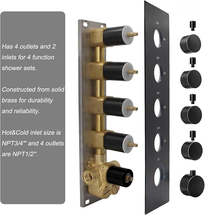 Thermostatic Shower System Matte Black Shower Faucet Set - Image 5